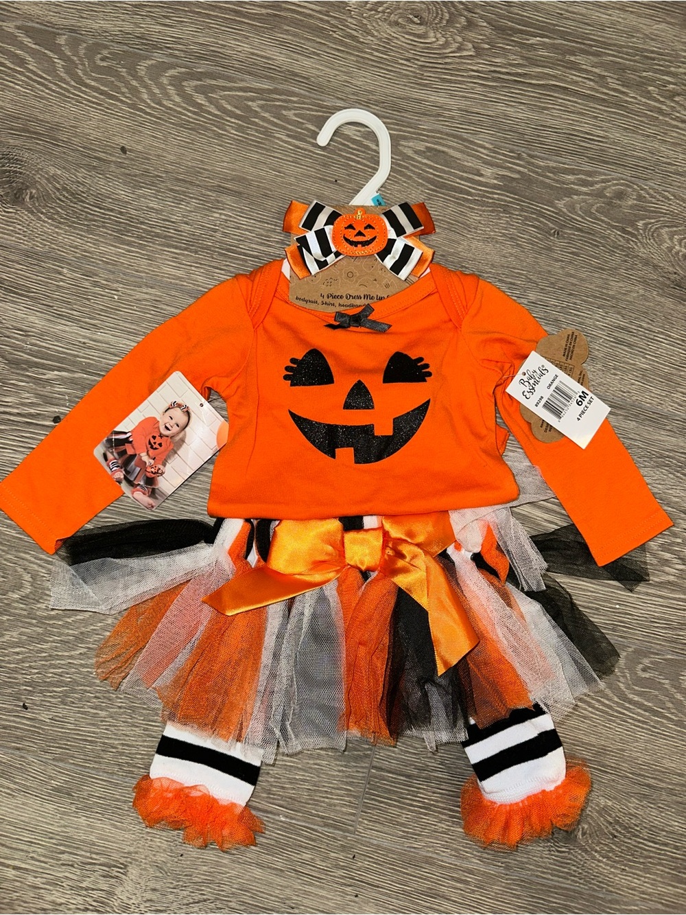 Baby Essentials 4-Piece Halloween Pumpkin Tutu Outfit Set Size 6M NEW